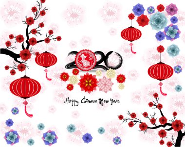 Çin yeni yılı kırmızı zarf düz simgesi, sıçan 2020 yılı