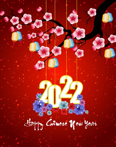 Çin Yeni Yılı 2022 Kaplan Yılı Yeni Yıl Afişi Tasarım Stok Vektör
