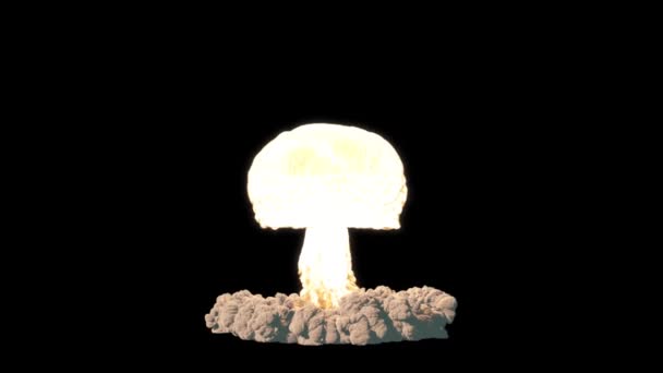 Nuclear explosion mushroom cloud with alpha 4k — Stock Video