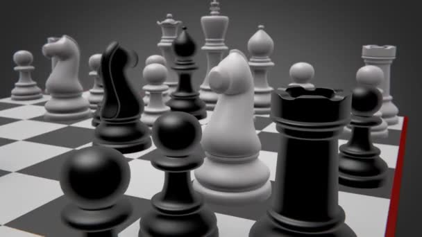 Placa de xadrez close-up, animação 3D realista — Vídeo de Stock