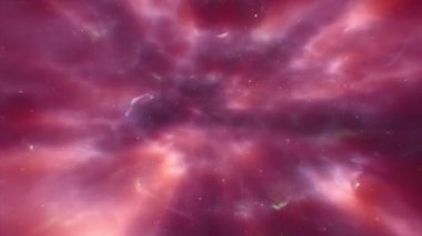 4k Parlayan nebula ve yıldızlarda uçmanın kusursuz döngüsü