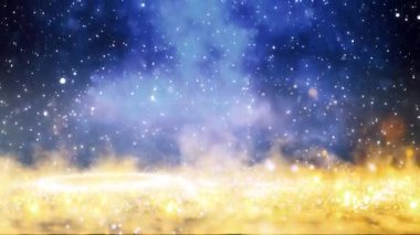 Noel ağacı şenlikli bir arka planda parçacıklarla döner. Noel temalı selamlamalar için hareketli grafik sekansı.