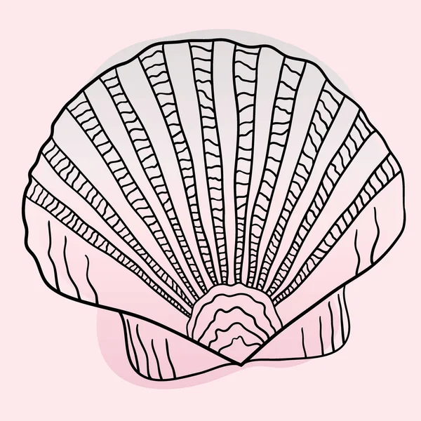 Seashell Ręcznie Rysowane Linii Sztuki Ocean Marine Ilustracja Wektora Stylu — Wektor stockowy