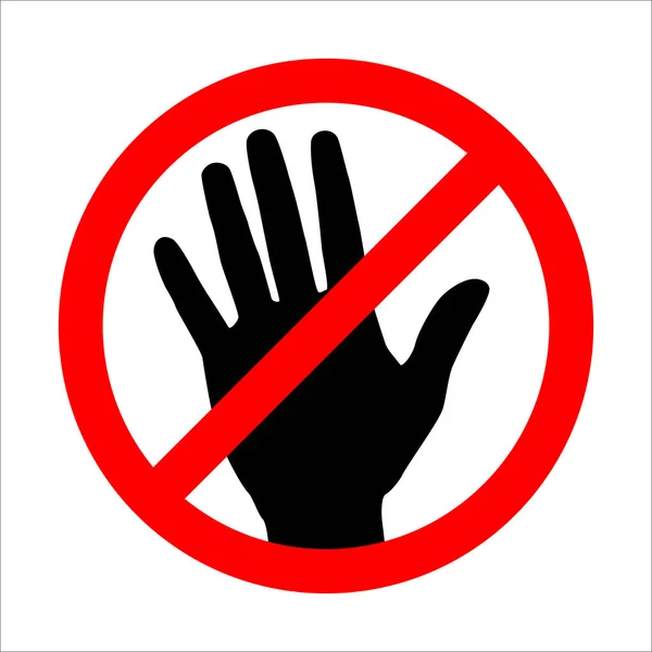 Signo Prohibido Con Stop Hand Icono Sobre Fondo Blanco Estilo — Vector de stock