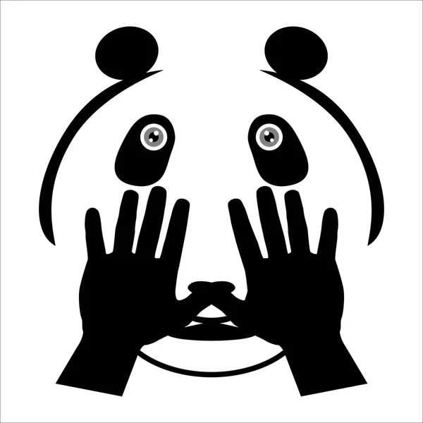 Proteggere Fauna Selvatica Panda Icona Delle Mani Illustrazione Logo — Foto Stock