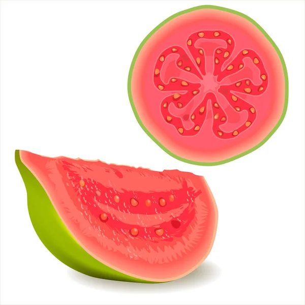 Realistic Illustration Cut Guava Fruits Fresh Half Guava Slice Isolated — Stock Photo, Image