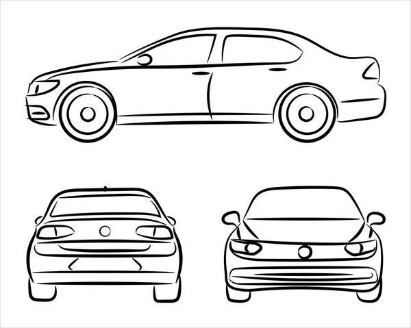 Proiezione Anteriore Posteriore Laterale Dell Auto Illustrazione Piatta Progettazione Icone — Vettoriale Stock