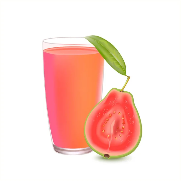 Succo Guava Biologico Tazza Vetro Isolato Sfondo Bianco Con Guaiave — Foto Stock