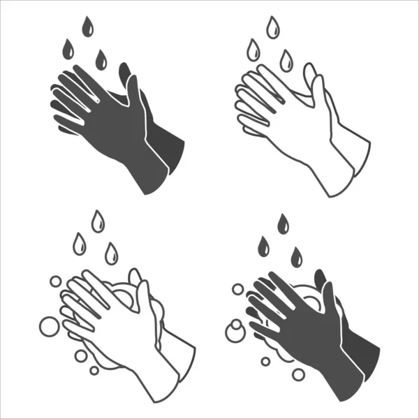 Safe hand washing. Wash hands icon, filled flat sign, solid pictogram isolated on white. Hygiene symbol, logo illustration. Set washing hands.