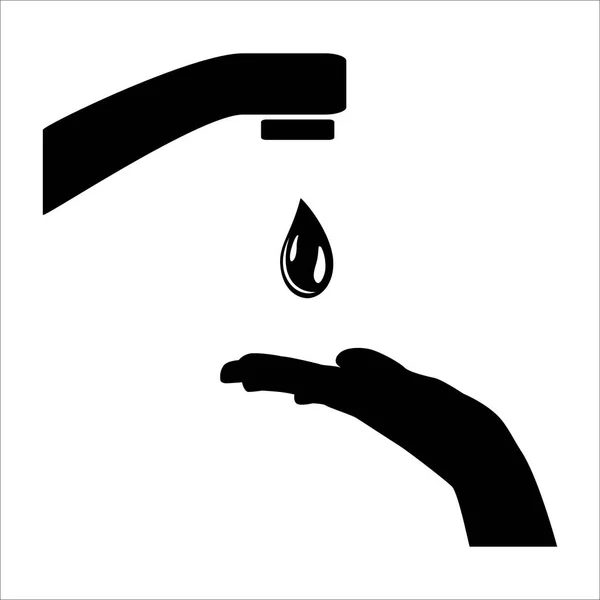 Cuci Tanganmu Air Derek Dengan Ikon Tangan Simbol Tangan Mandi — Stok Foto