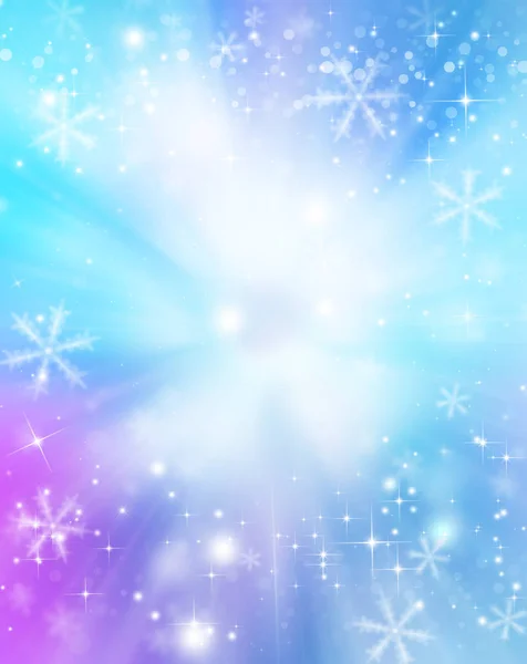 Karácsonyi Fantázia Téli Háttér Hópelyhek Csillagok — Stock Fotó