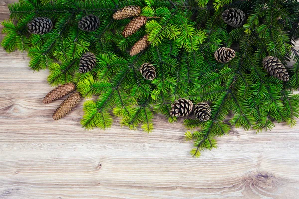 Christmas Fir Tree Wooden Background — Stock Photo, Image