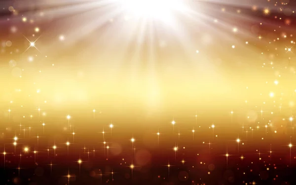 ゴールドお祭りファンタジー 星と光とエレガントな背景 — ストック写真