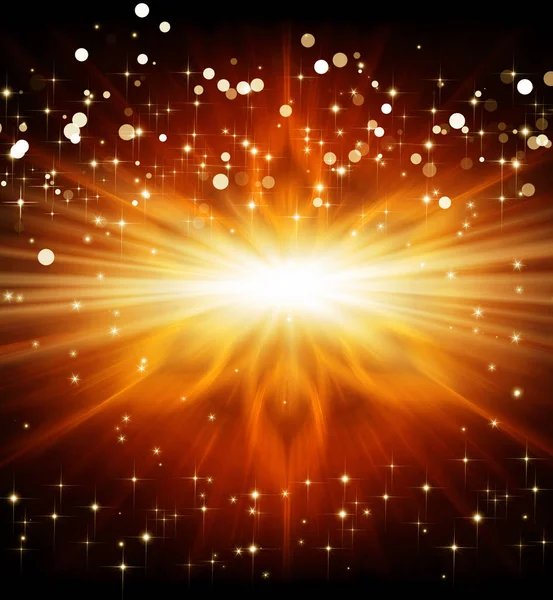 Golden Lights Backgrond Stars Rays — Stock Photo, Image