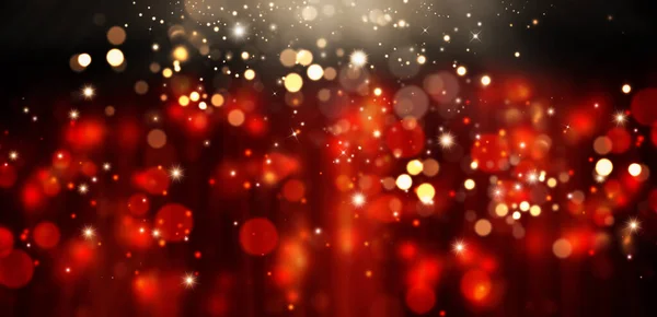 Elegante Fundo Festivo Vermelho Com Brilho Dourado Estrelas — Fotografia de Stock