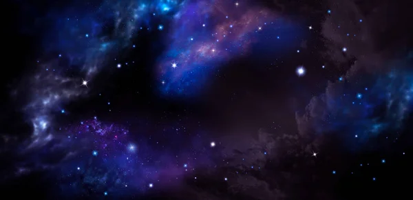 Φαντασία Βαθύ Διάστημα Νεφέλωμα Και Αστέρια Στο Νυχτερινό Ουρανό Banner — Φωτογραφία Αρχείου