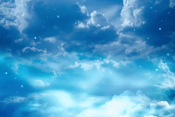 Fairy Winter Night Sky Stars Clouds — Stock Photo, Image