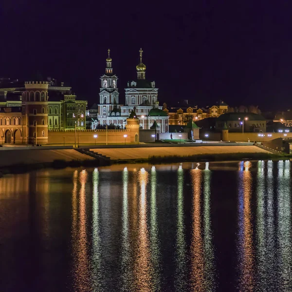 Prachtig Panorama Van Stad Van Yoshkarola Nachts — Stockfoto