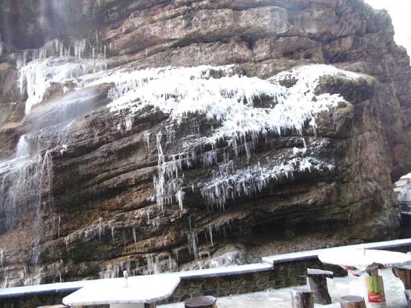 Frozen Waterfall Rock Gorge Waterfalls — Stock Photo, Image