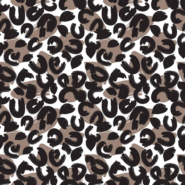 Colorido Clássico Moderno Animal Leopard Brush Strokes Seamless Print Background — Vetor de Stock