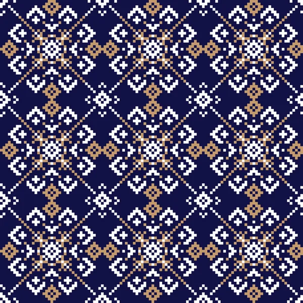 Christmas Snowflakes Fair Isle Seamless Pattern Print Background Vector 사이트 — 스톡 벡터