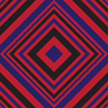 Moda tekstili ve grafikleri için uygun kırmızı ve mavi köşegen çizgili desensiz arkaplan