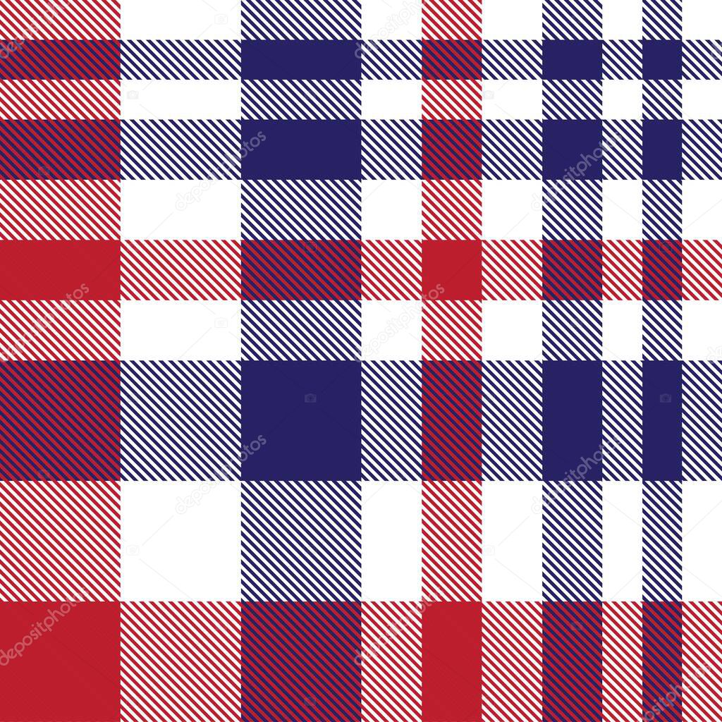 Red and navy plaid, checkered, tartan seamless pattern suitable for fashion textiles and graphics