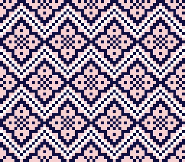 Pink Navy Christmas Fair Isle Mönster Bakgrund För Mode Textilier — Stock vektor