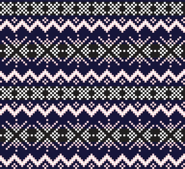 Pink Navy Christmas Fair Isle Mönster Bakgrund För Mode Textilier — Stock vektor