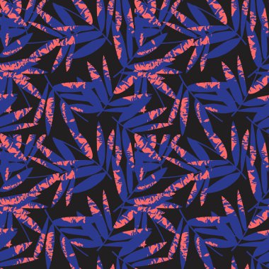 Mavi Tropik Yaprak botanik desensiz arka plan moda baskıları, grafikler, arka planlar ve el sanatları için uygundur