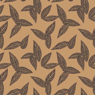 Kahverengi Tropik Yaprak botanik desensiz arka plan moda baskıları, grafikler, arka planlar ve el sanatları için uygundur