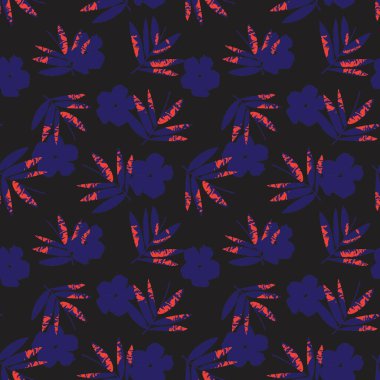 Moda baskıları, grafikler, arka planlar ve el sanatları için uygun turuncu tropikal yapraklı botanik desensiz arka plan