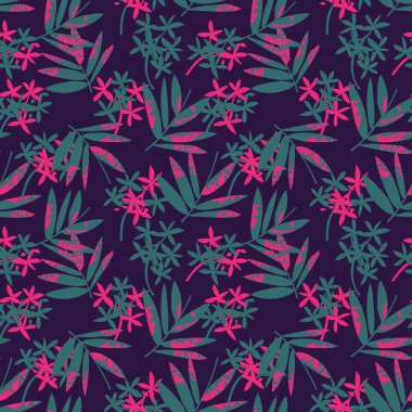 Mor Tropik Yaprak botanik desensiz arka plan moda baskıları, grafikler, arka planlar ve el sanatları için uygundur