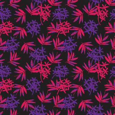 Mor Tropik Yaprak botanik desensiz arka plan moda baskıları, grafikler, arka planlar ve el sanatları için uygundur