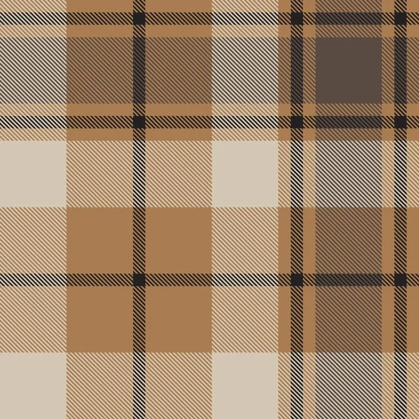 Taupe Marrón Plaid Patrón Sin Costuras Tartán Adecuado Para Textiles — Vector de stock