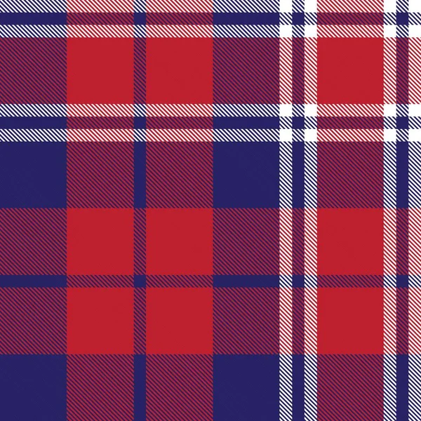 Red Navy Plaid Checkered Tartan Seamless Pattern Suitable Fashion Textiles — Stock Vector