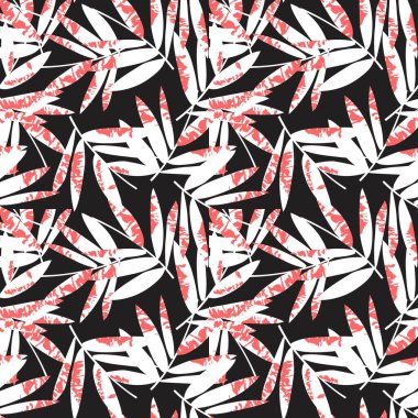 Pembe Tropik Yaprak botanik desensiz arka plan moda baskıları, grafikler, arka planlar ve el sanatları için uygundur