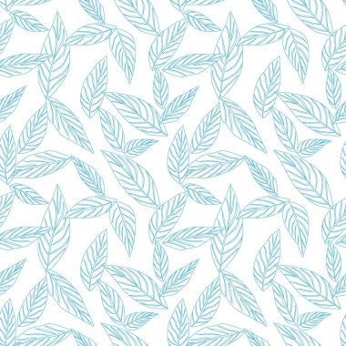 Gökyüzü Mavi Tropikal Yaprak botanik desensiz arka plan moda baskıları, grafikler, arka planlar ve el sanatları için uygundur