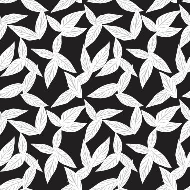 Siyah ve Beyaz Tropikal Yaprak botanik desensiz arka plan moda baskıları, grafikler, arka planlar ve el sanatları için uygun