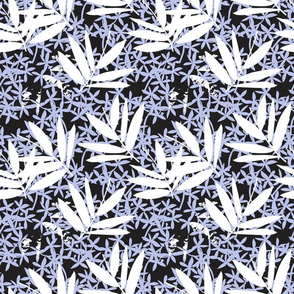 スカイブルートロピカルリーフ植物シームレスパターン背景に適したファッションプリント グラフィック 背景や工芸品 — ストックベクタ