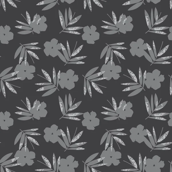 Gris Tropical Leaf Botanique Fond Motif Sans Couture Adapté Pour — Image vectorielle