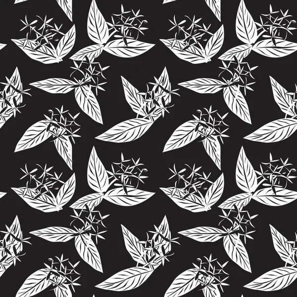 Fond Motif Botanique Sans Couture Tropical Leaf Noir Blanc Adapté — Image vectorielle