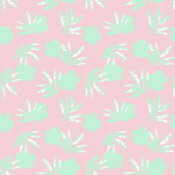 粉色热带叶植物无缝图案背景适合时尚印刷品 背景和工艺 — 图库矢量图片