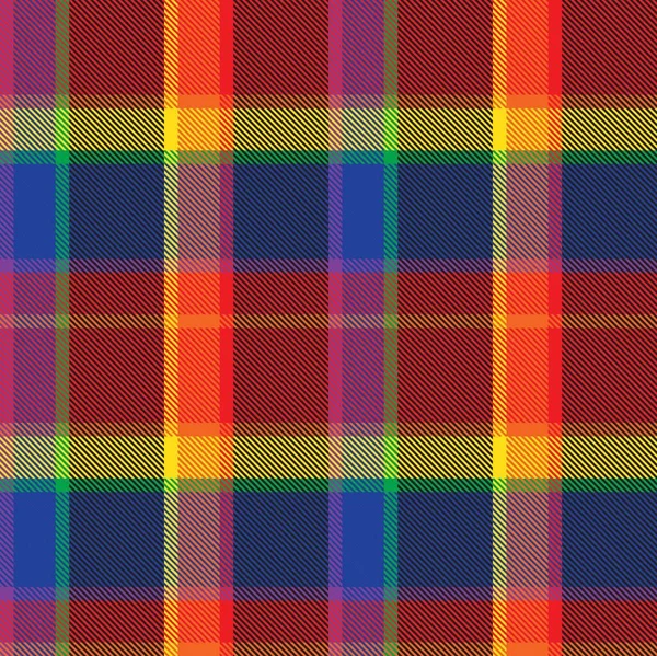 Rainbow Plaid Geruit Tartan Naadloos Patroon Geschikt Voor Mode Textiel — Stockvector