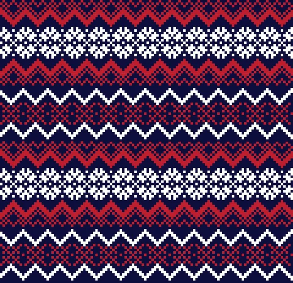 Red Christmas Fair Isle Pattern Background Fashion Textiles Knitwear Graphics — Stock Vector