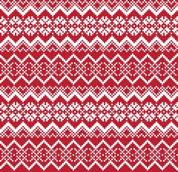 Red Christmas Fair Isle Pattern Background Fashion Textiles Knitwear Graphics — Stock Vector