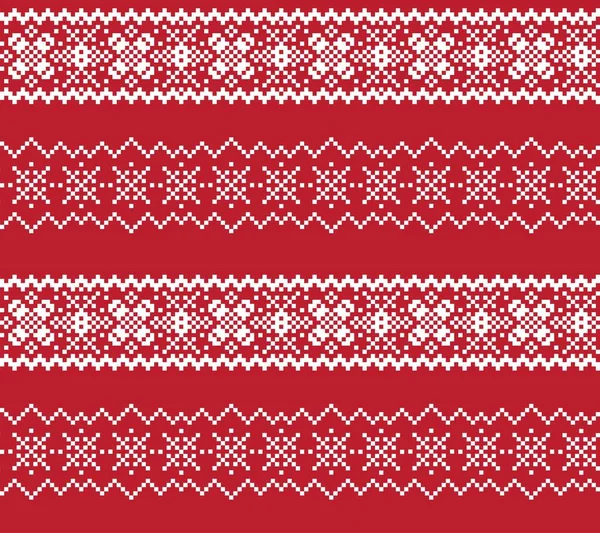 Red Christmas Fair Isle Pattern Background Fashion Textiles Knitwear Graphics — Stock Vector