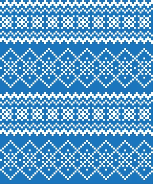 Blue Christmas Fair Isle Pattern Background Fashion Textiles Knitwear Graphics — Stock Vector