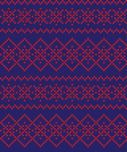 Red Navy Christmas Fair Isle Pattern Background Fashion Textiles Knitwear — Stock Vector