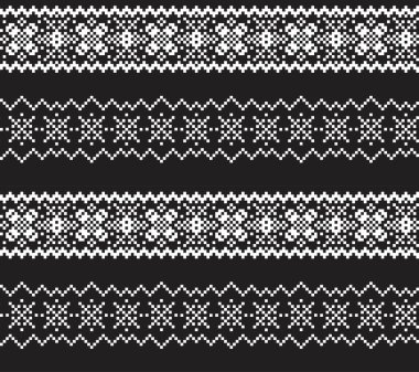 Moda tekstil, örgü ve grafikleri için Siyah ve Beyaz Noel adası şablonu